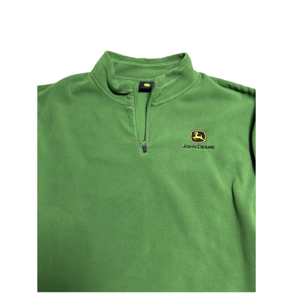 John Deere Men's Fleece Sweater Pullover Long Sleeve 1/4 Zip Green Size XXL‎